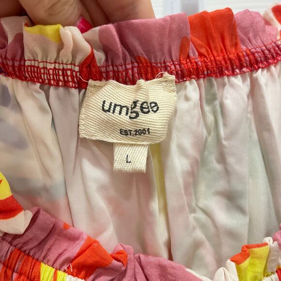 Umgee Tropical Floral Smocked Midi Dress Large Palm Print - Picture 6 of 16